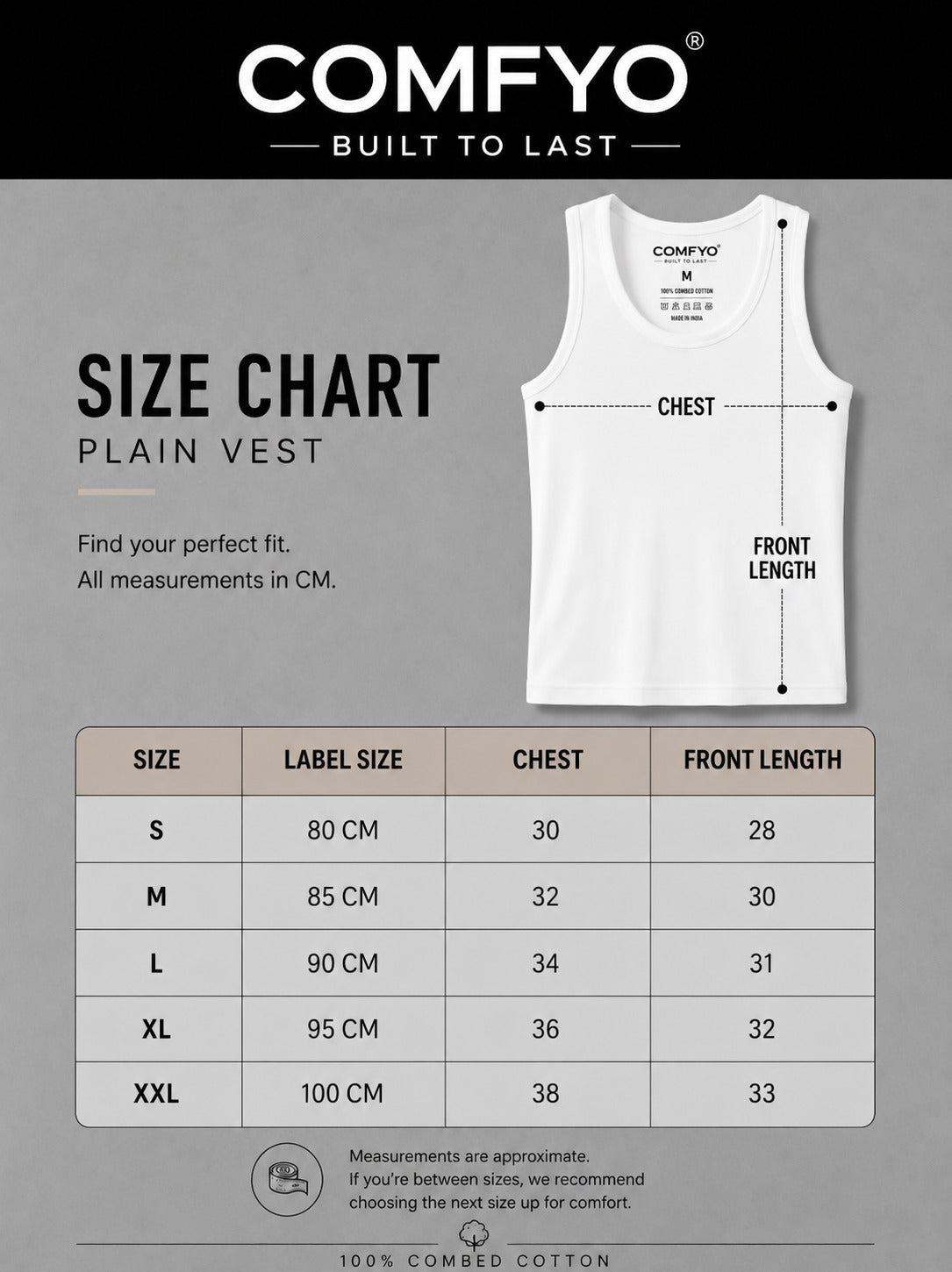 Comfyo Men's Premium Cotton Vest – White – Pack of 5