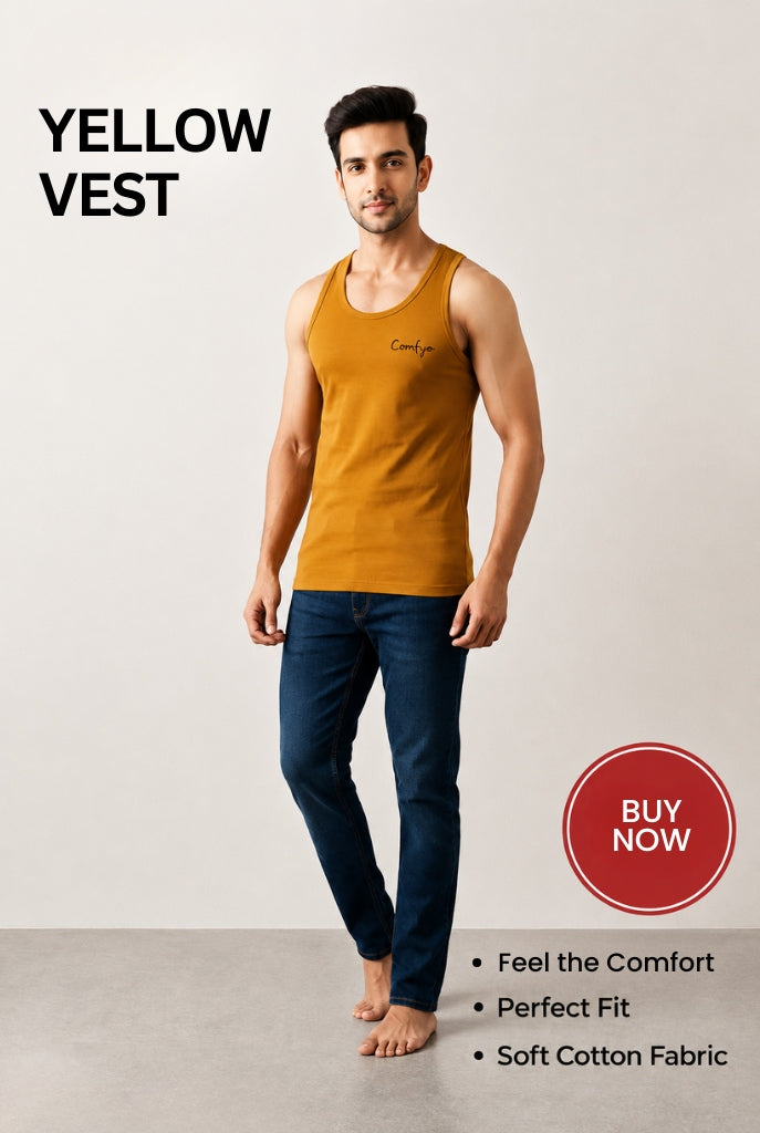 Comfyo Men's Premium Cotton Vest – Pack of 5