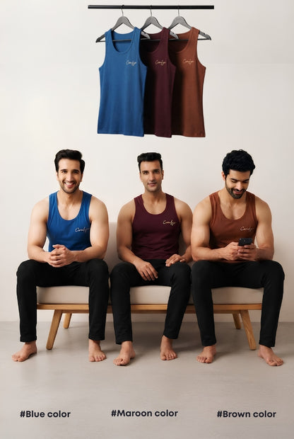 Comfyo Men's Premium Cotton Vest – Pack of 5