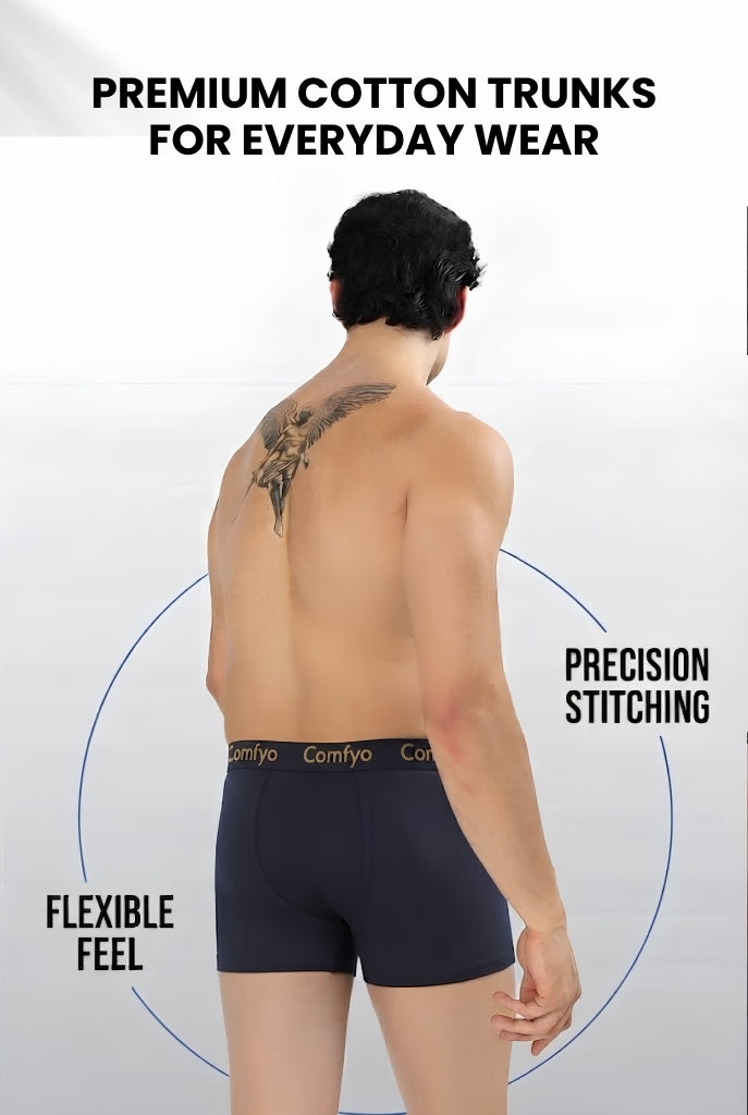 Comfyo Men's Premium Cotton Trunks – Pack of 5